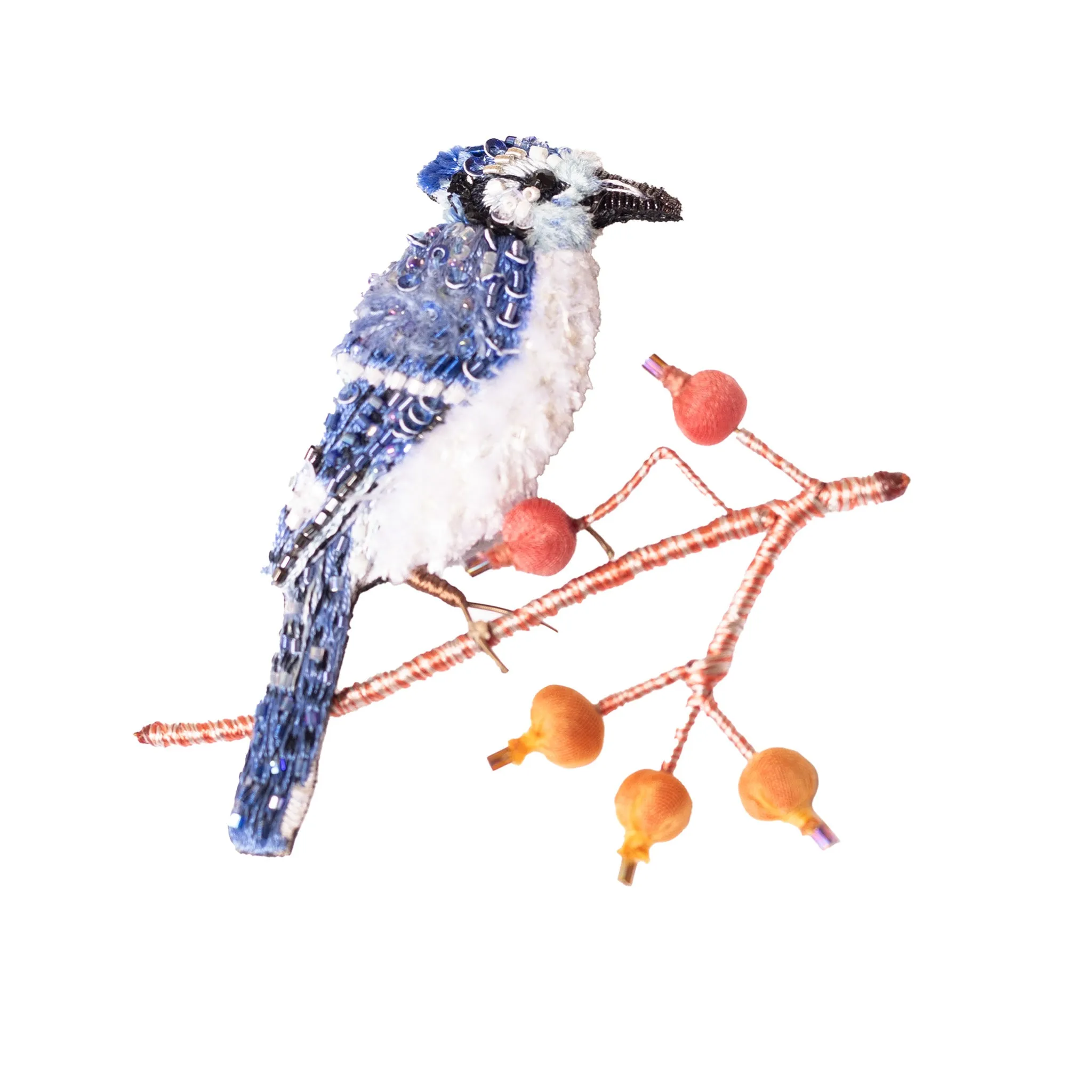 singing blue jay brooch