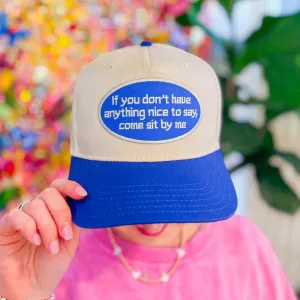 Sit By Me Trucker Hats - Royal Blue/Cream