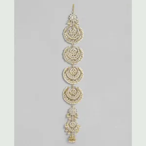 SNERA Gold Plated Kundan Stone And Pearls Hair Choti