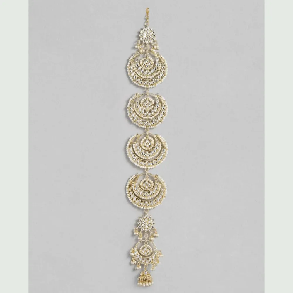 SNERA Gold Plated Kundan Stone And Pearls Hair Choti