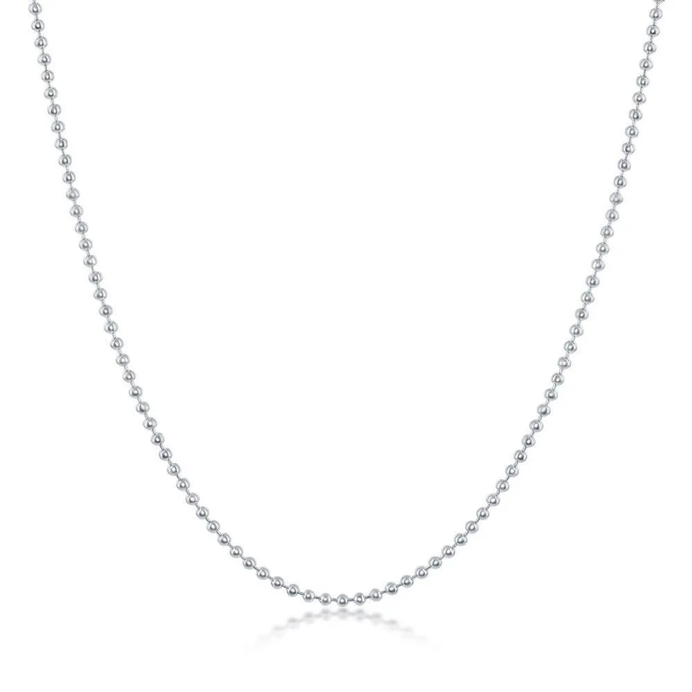 Sterling Silver 1.6mm Bead Chain, 9"