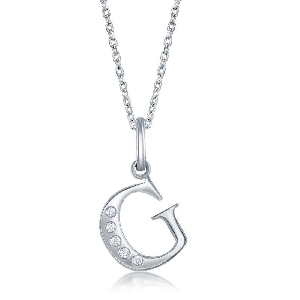 Sterling Silver Diamond "G" Initial Pendant Chain