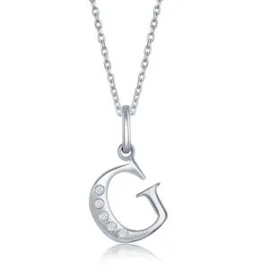 Sterling Silver Diamond "G" Initial Pendant Chain