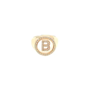Sterling Silver Glass Initial Ring