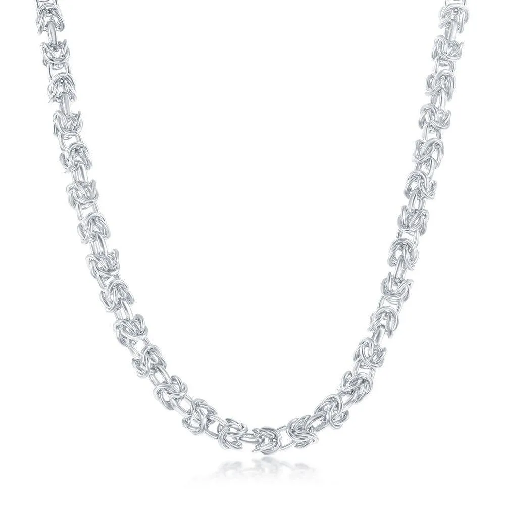 Sterling Silver Rhodium Plated 3mm Open Byzantine Chain, 24"