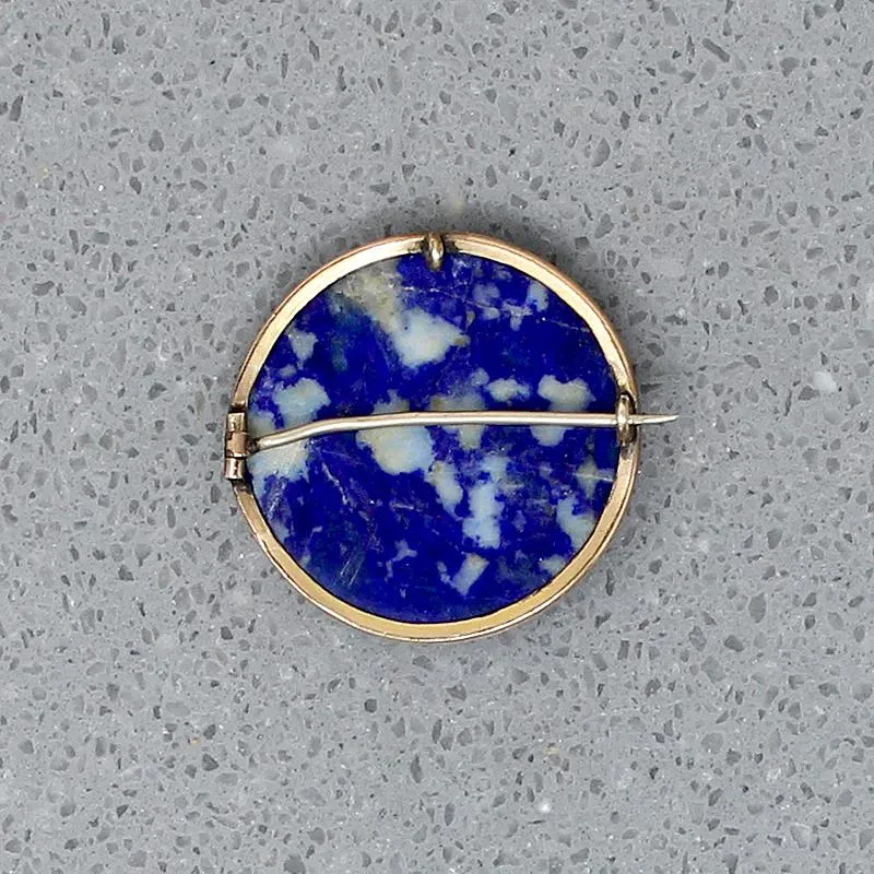 Sweet Little Sodalite Brooch in Gold Bezel
