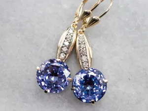 Synthetic Alexandrite and Diamond Drop Earrings