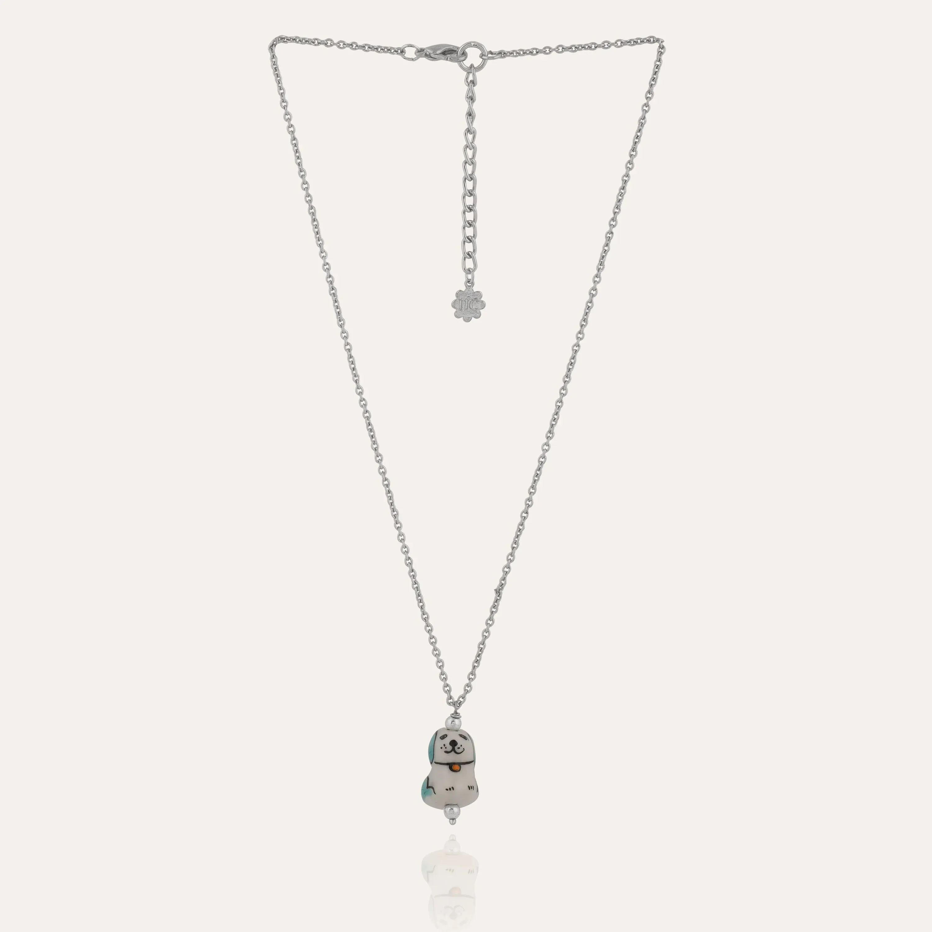 TFC Cute Puppy Bead Silver Plated Pendant Necklace