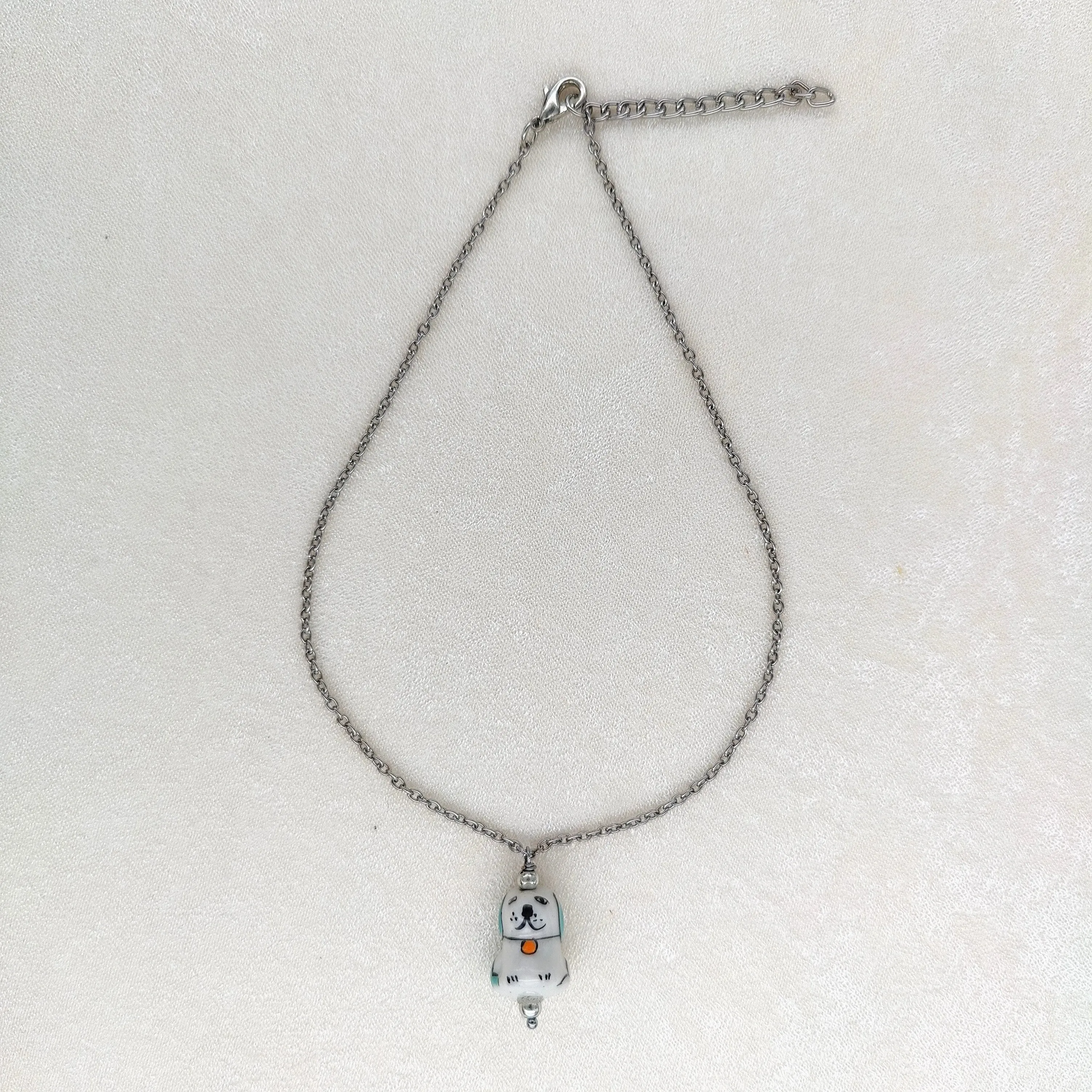 TFC Cute Puppy Bead Silver Plated Pendant Necklace