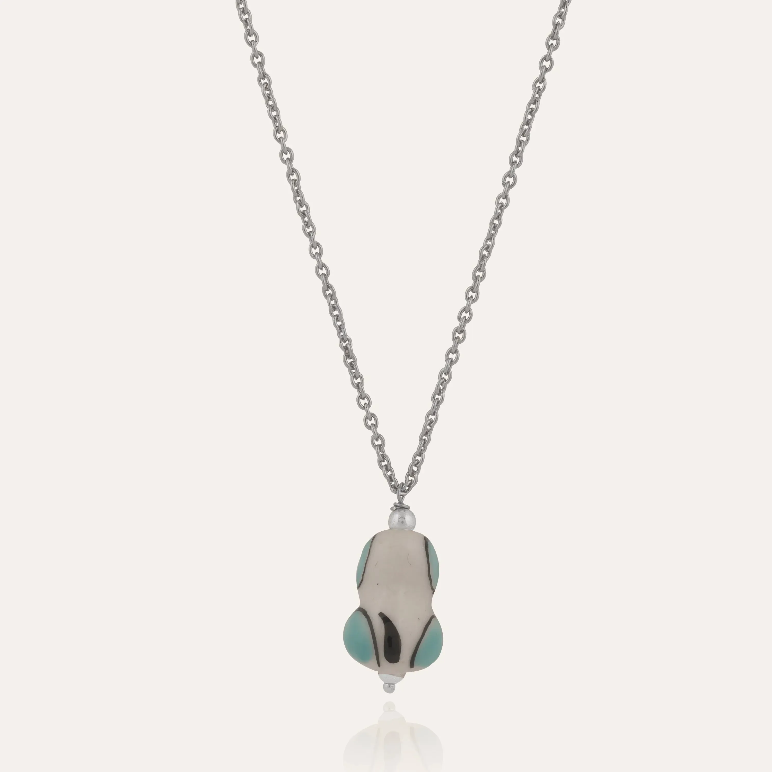 TFC Cute Puppy Bead Silver Plated Pendant Necklace
