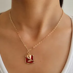 TFC Red Rose Gold Plated Pendant Necklace