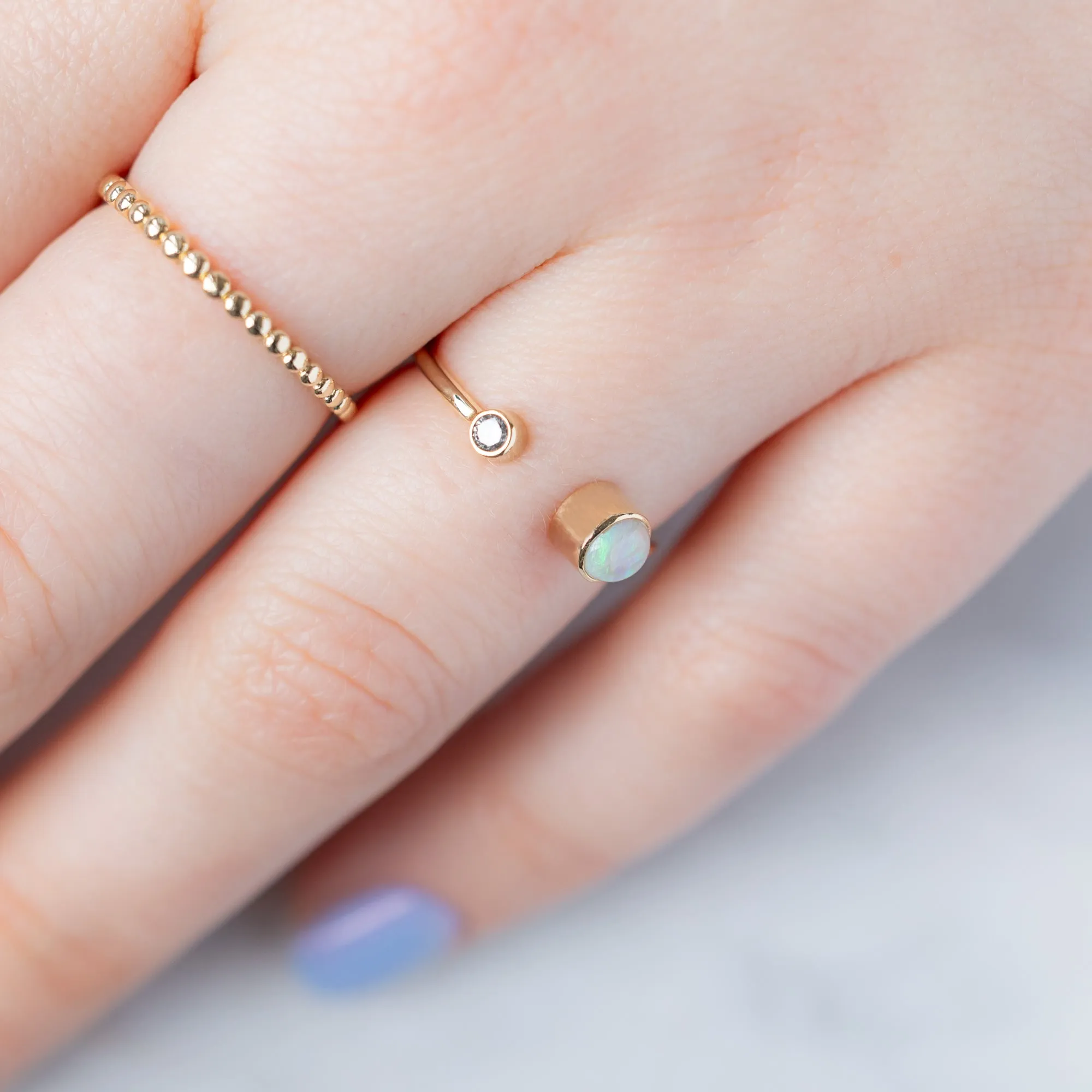The Open Cuff Opal   Diamond Ring | Yellow or Rose Gold