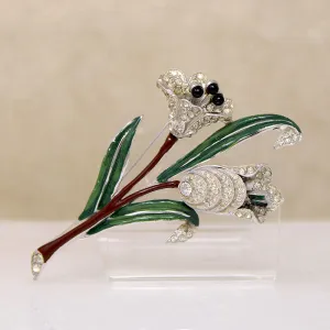 Tremblant Enamel & Rhinestone Nosegay Brooch by Coro
