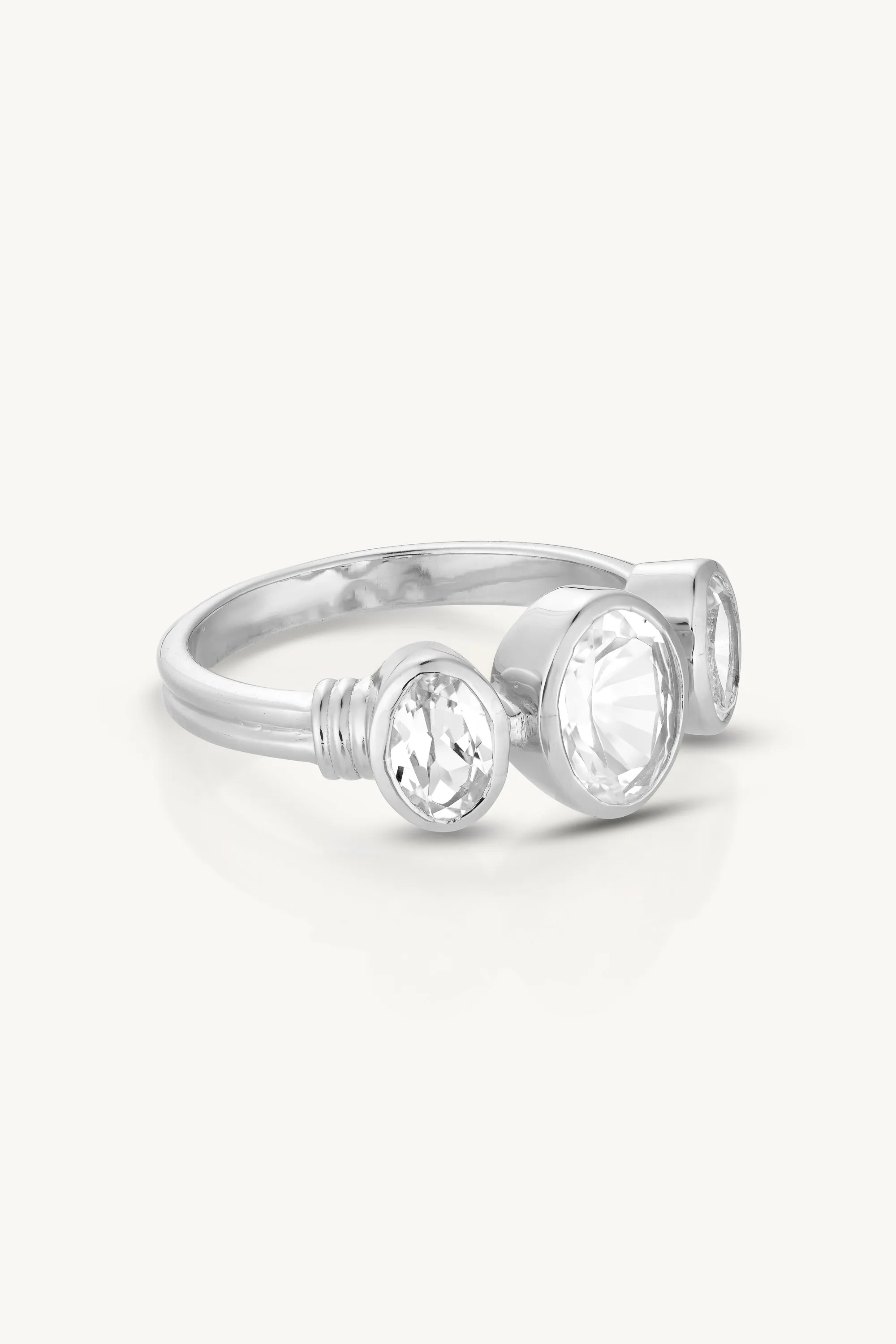 Trinity White Topaz Silver Ring
