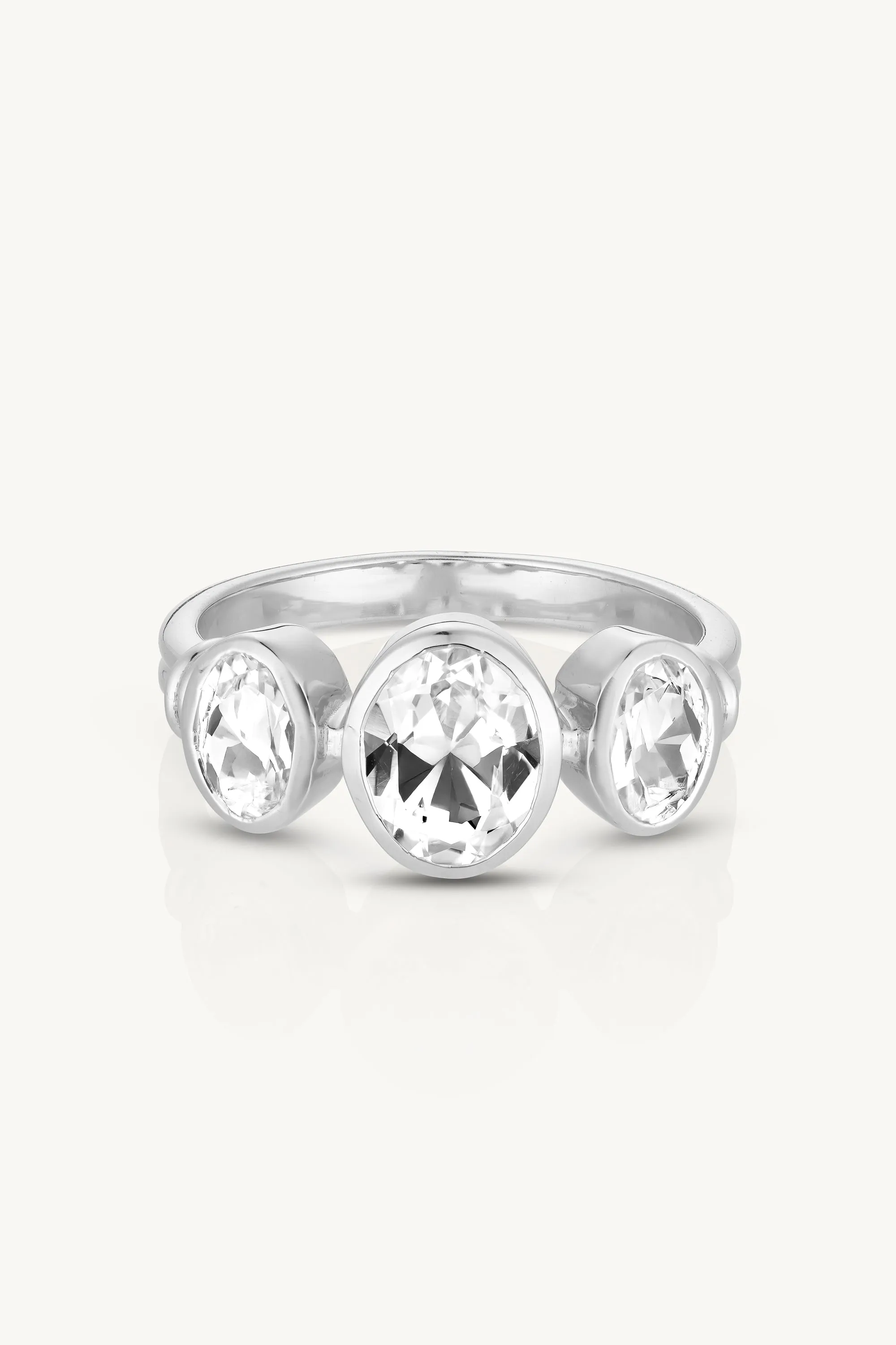 Trinity White Topaz Silver Ring