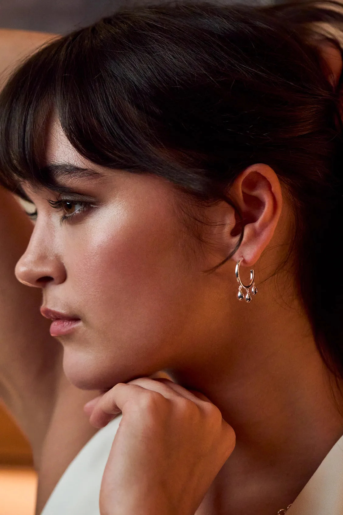 Triple Pebble Hoop Earrings