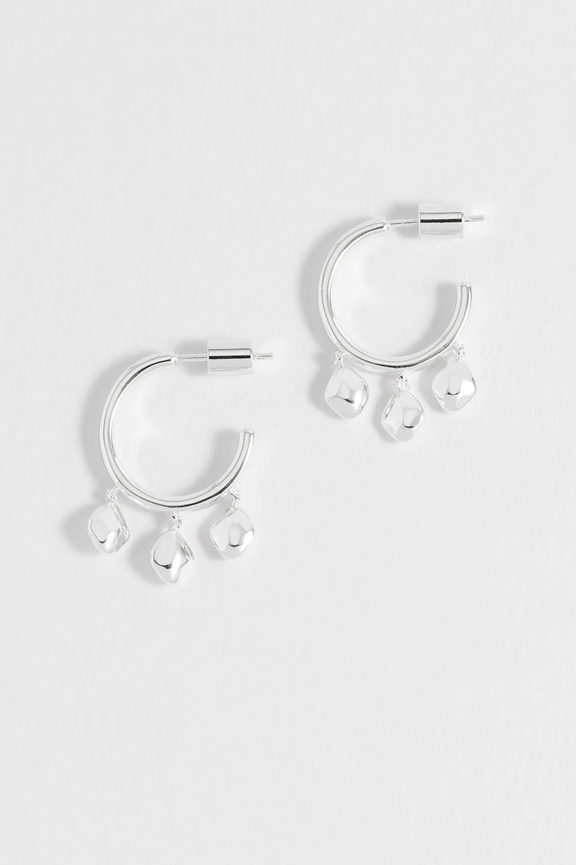 Triple Pebble Hoop Earrings