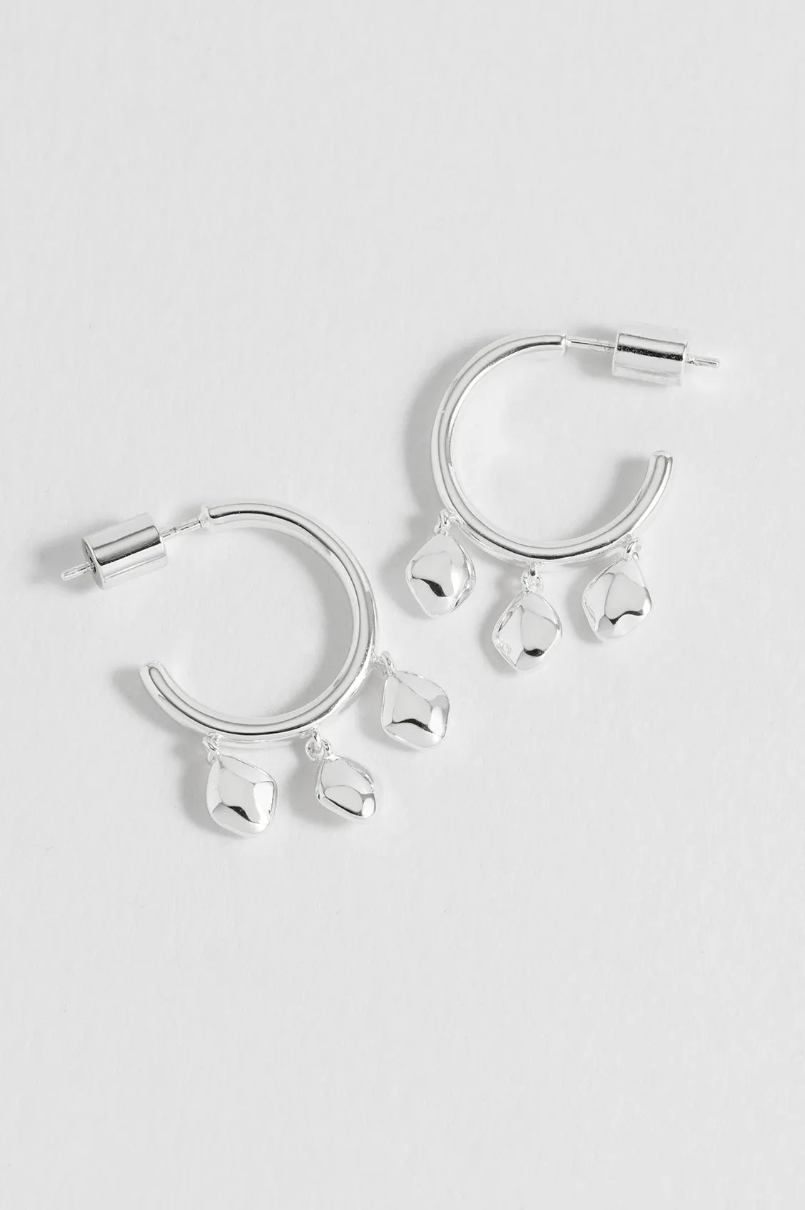Triple Pebble Hoop Earrings