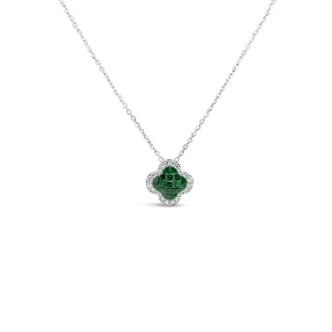 Tsavorite & Diamond Clover Pendant