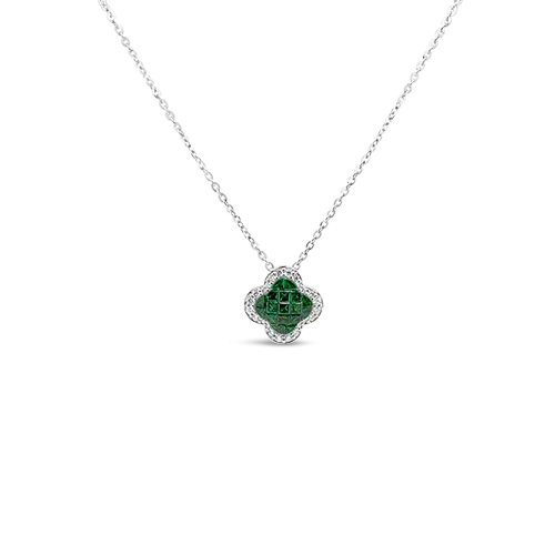 Tsavorite & Diamond Clover Pendant