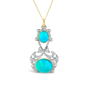 Turquoise & Diamond Estate Pendant