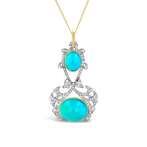 Turquoise & Diamond Estate Pendant