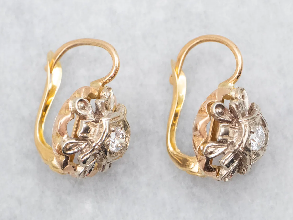 Two Tone Diamond Earrings