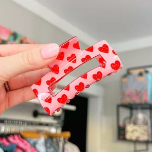 Valentine Claw Clip - Light Pink/Red