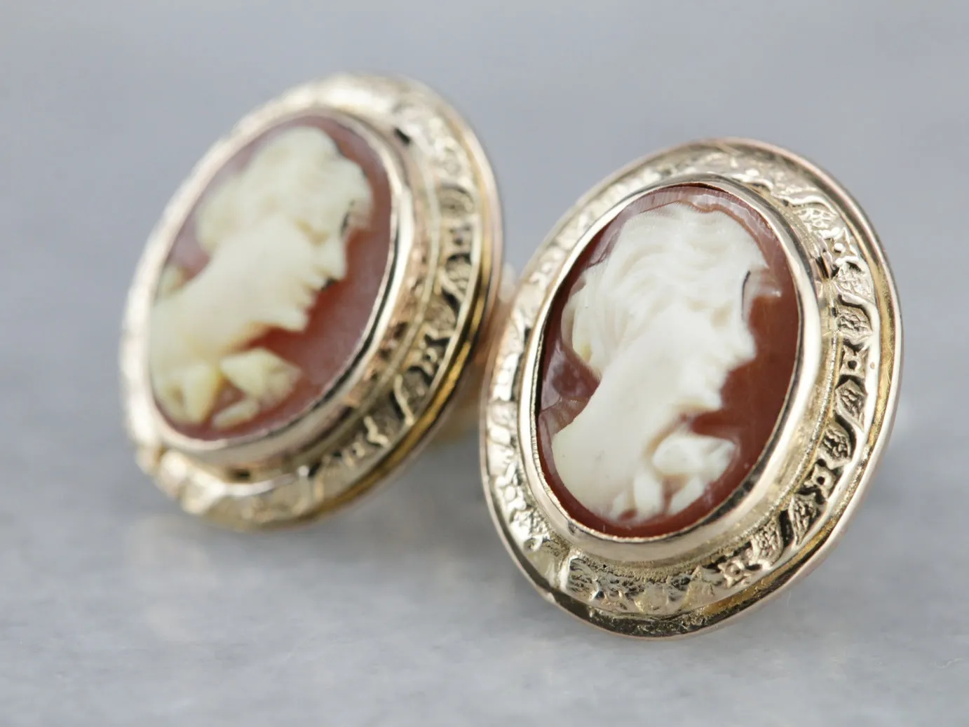 Vintage Cameo Stud Earrings