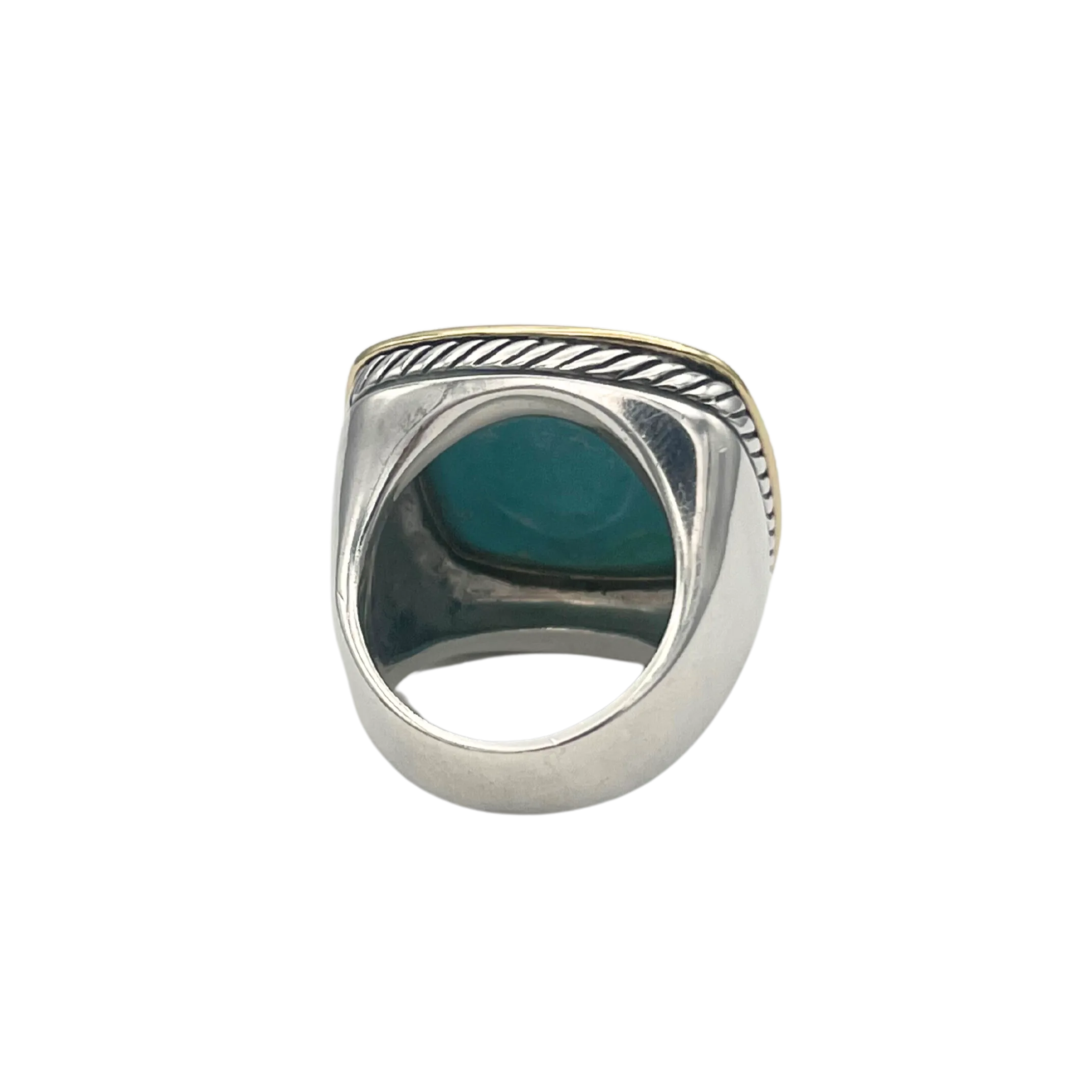Vintage David Yurman Albion Cushion Cabochon Cut Turquoise ring 18k and Silver
