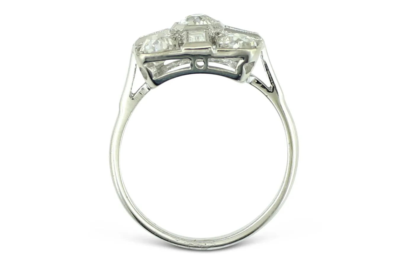 Vintage Diamond Cluster Ring 1.35ct Platinum