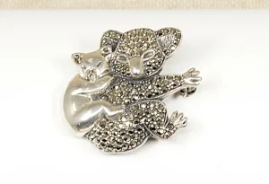 Vintage Silver Mother and baby Koala Brooch