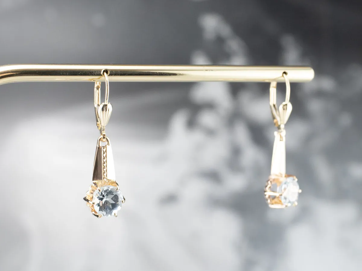 Vintage Style Aquamarine Drop Earrings
