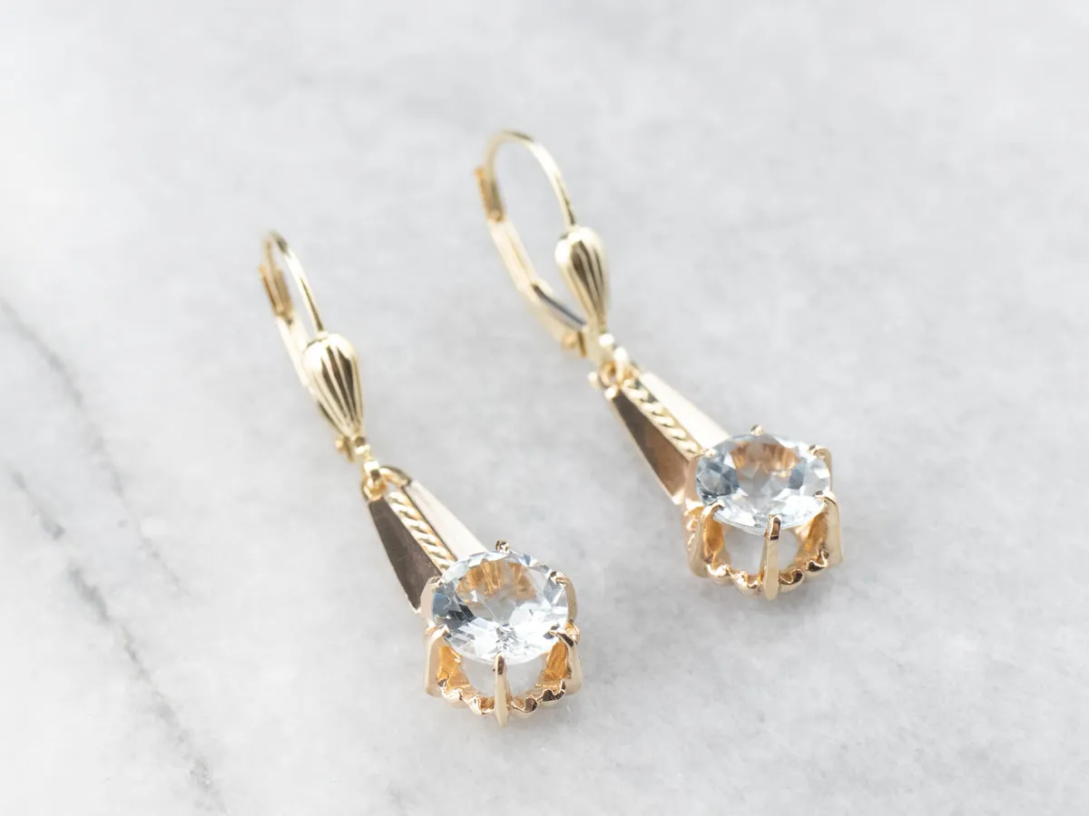 Vintage Style Aquamarine Drop Earrings