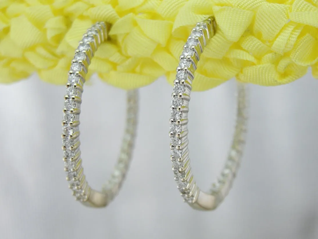 White Gold Diamond Hoop Earrings