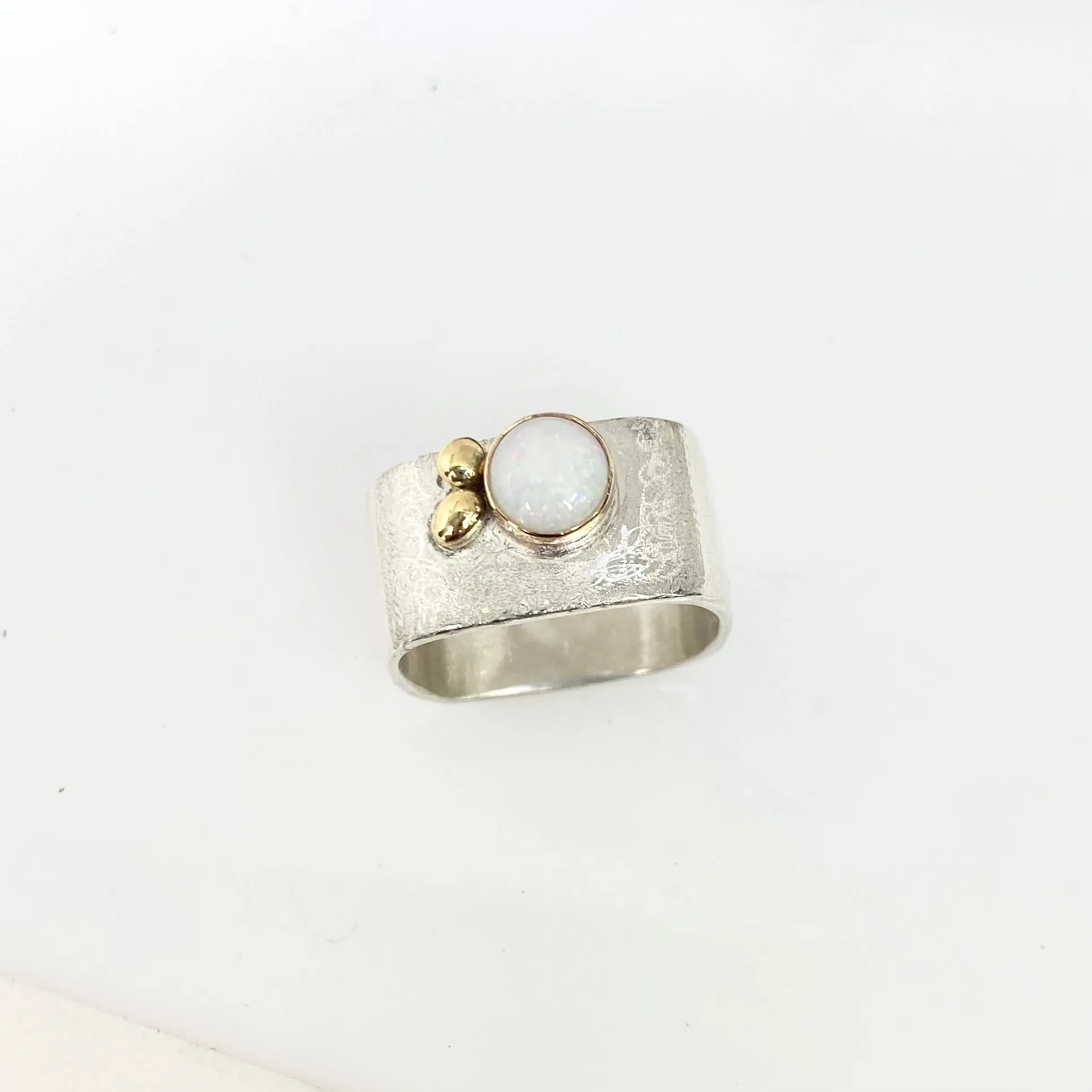 White Opal Bezel Ring Size 7.5