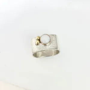 White Opal Bezel Ring Size 7.5
