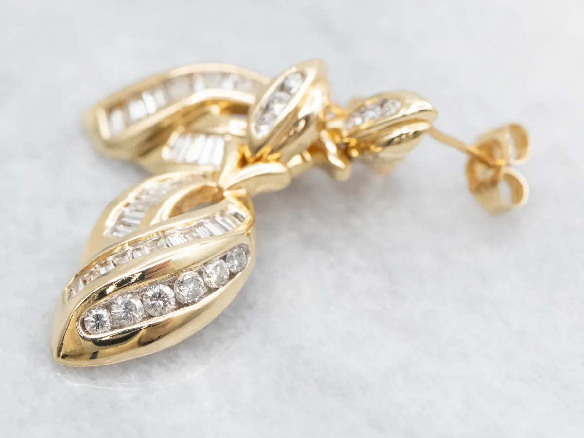 Yellow Gold Diamond Drop Earrings