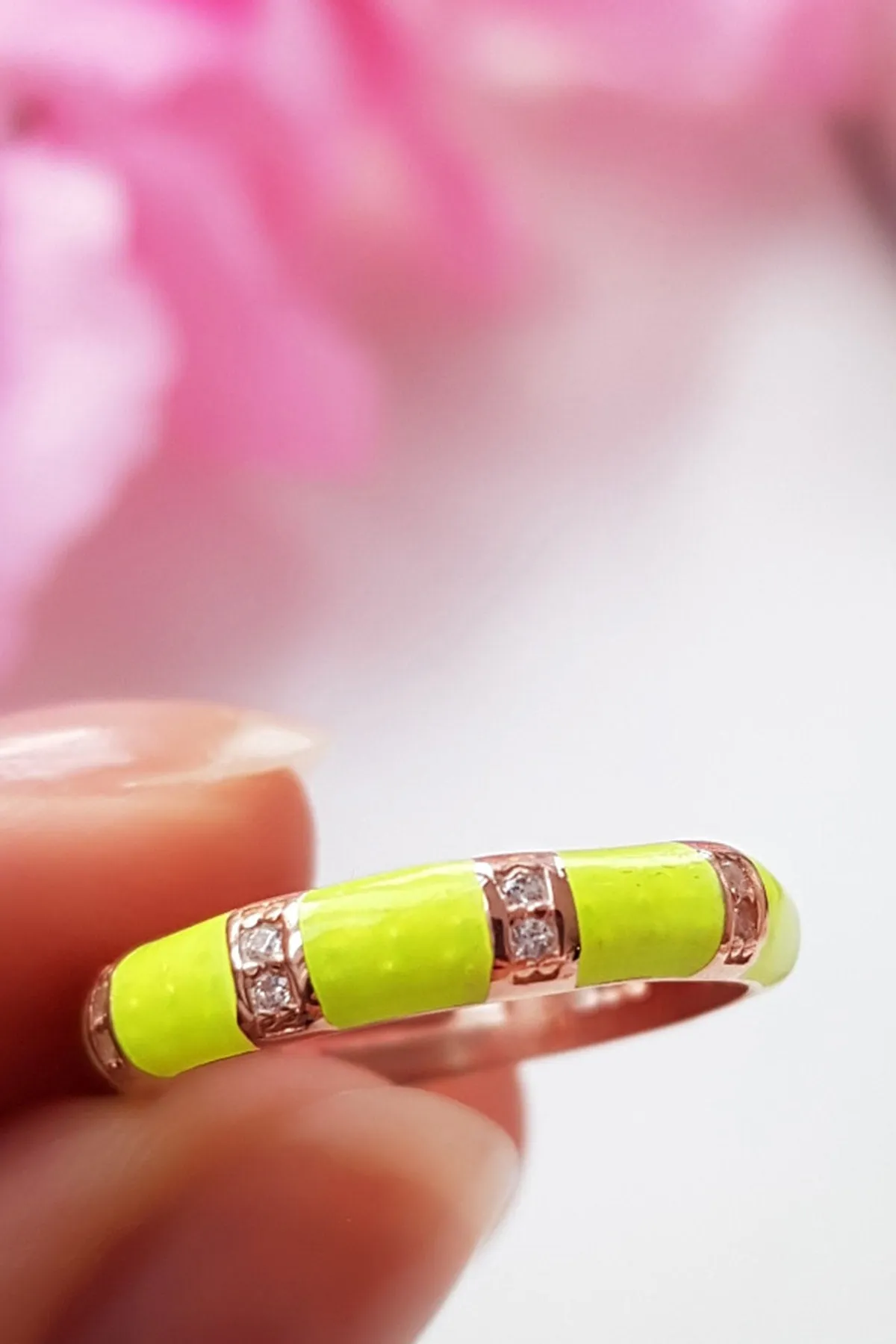 Yellow Neon Adjustable Ring in Sterling Silver
