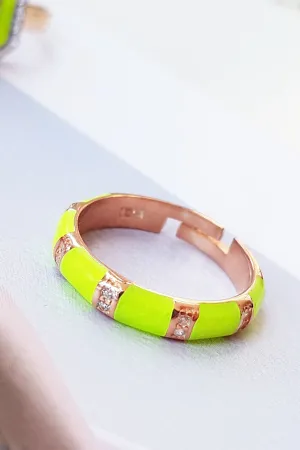 Yellow Neon Adjustable Ring in Sterling Silver
